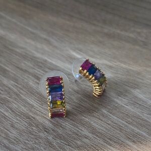 Elegant Vintage Gold toned with Multicolor Crystal Earrings
